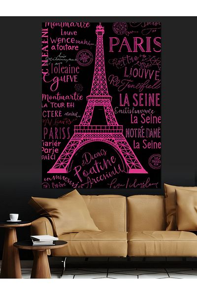 Tablomega Paris Text Themed Poster Decorative Canvas - Mdf Wooden Table