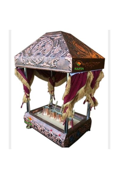 SAFİR ÇAY KAZANLARI Coffee Machine with Hood and Curtain Sand Large Size Sand Coffee Device Copper Coffee Shop Beauty Stand