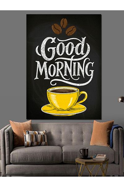 Tablomega Good Morning Coffee Poster Decorative Canvas - Mdf Wooden Table