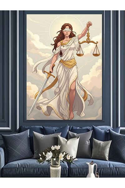 Tablomega Justice Goddess Represented Decorative Canvas - Mdf Wooden Painting