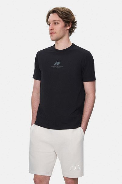UCLA Fabio Black Crew Neck Printed Standard Fit Men's Tshirt