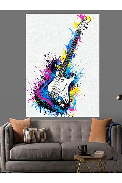 Tablomega Splash Style Electric Guitar Decorative Canvas - Mdf Wooden Painting