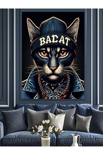 Tablomega Pânză decorativă Wicked Cat - Lemn MDF