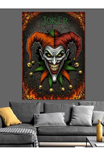 Tablomega Scary Joker and Smiling Face Decorative Canvas - Mdf Wooden Painting