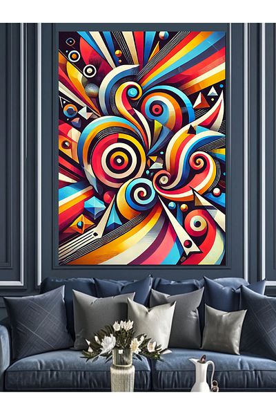Tablomega Pânză decorativă cu model geometric colorat - MDF Lemn