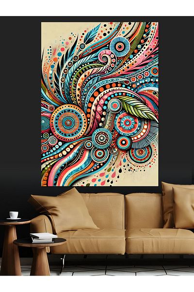 Tablomega Abstract Paisley Pattern and Colors Decorative Canvas - Mdf Wooden Painting