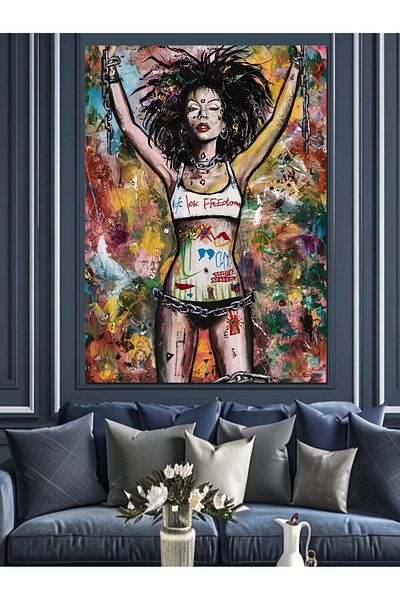 Tablomega Woman Decorative Canvas with Chained Underwear - Mdf Wooden Painting