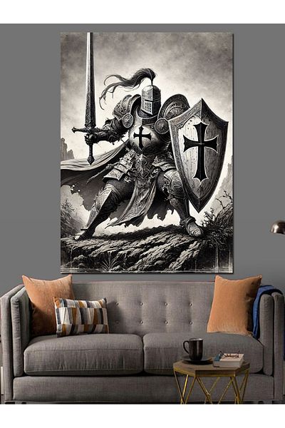 Tablomega Knight and Darkness Decorative Canvas - Mdf Wooden Painting