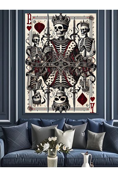 Tablomega Playing Cards Skeletons Decorative Canvas - Mdf Wooden Painting