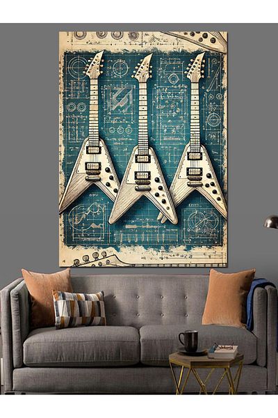 Tablomega Classic Electric Guitars Decorative Canvas - Mdf Wood Painting