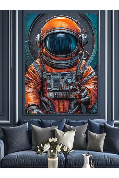Tablomega Pânză Decorativă Astronaut Portocaliu - Lemn MDF