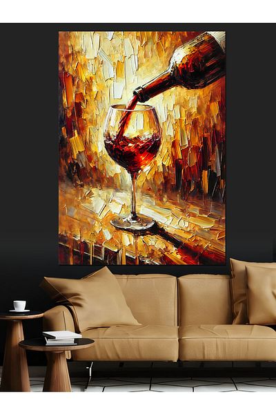 Tablomega Red Wine and Fire Decorative Canvas - Mdf Wooden Painting