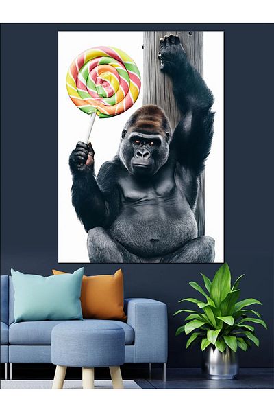 Tablomega Pânză decorativă Gorilla And Candy - Lemn MDF