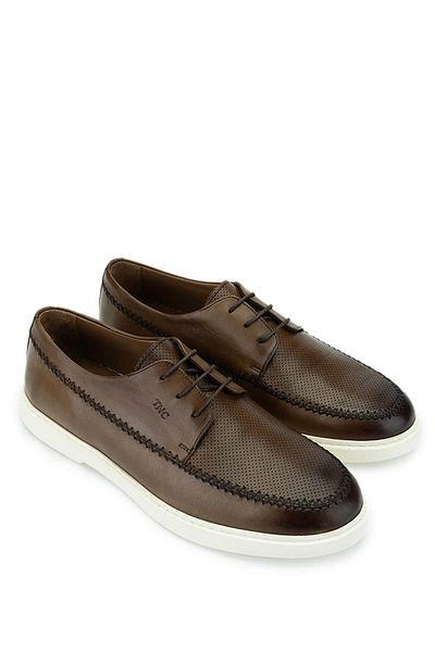 Tamer Tanca Men's Genuine Leather Brown Casual Shoes
