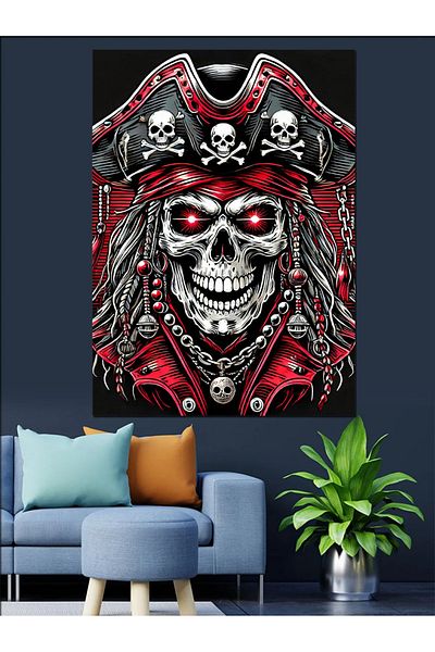 Tablomega Pânză Decorativă Pirat și Craniu - Lemn MDF