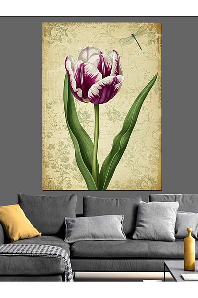 Tablomega Διακοσμητικός καμβάς Tulip and Minimalist Nature - Ξύλινος πίνακας MDF