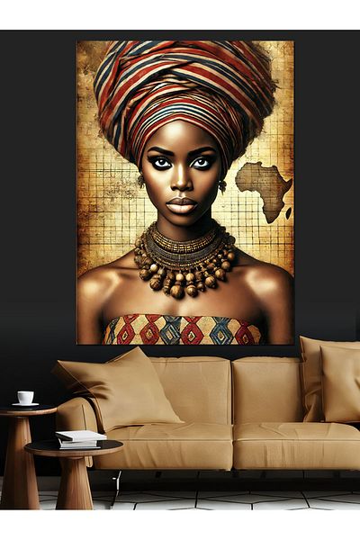 Tablomega African Woman Portrait Decorative Canvas - Mdf Wooden Painting