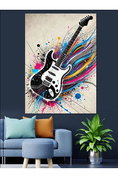 Tablomega Enthusiasm of Electric Guitar Decorative Canvas - Mdf Wooden Painting