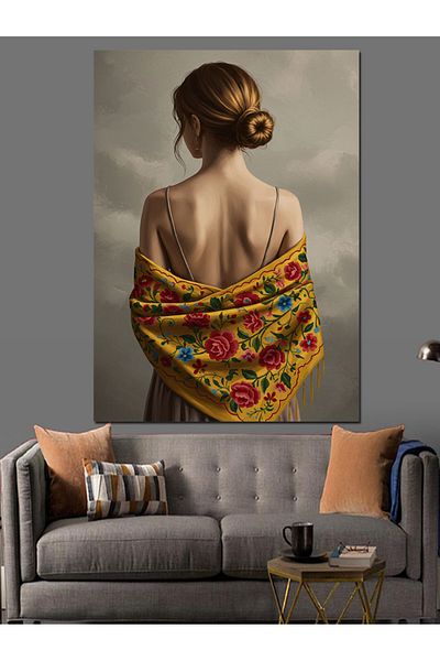 Tablomega Şal Floral şi Pânză Decorativă Femei - Lemn MDF