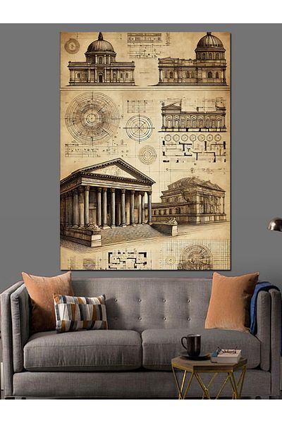 Tablomega Ancienne Arhitectură Desene Canvas Decorative - MDF Lemn Pictură