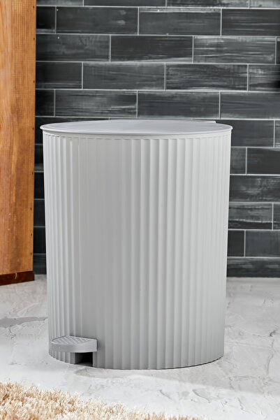 Homie ESTE - Yuvarlak Pedallı Çöp Kovası - Çizgili Kapaklı - Banyo Mutfak