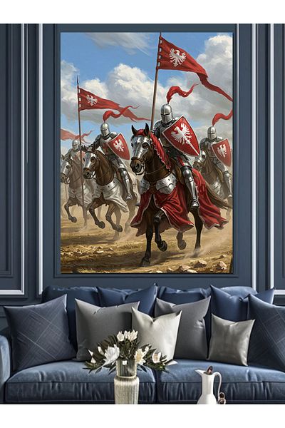 Tablomega Crusaders Warriors Desen Canvas Decorativ - MDF Lemn