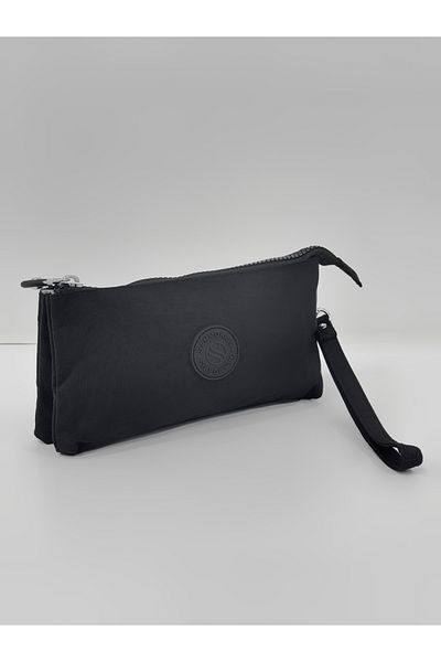 Sanmorris Women's Crinkle Fabric Handbag and Cross Strap Metal Zippered Coin Compartment Wallet