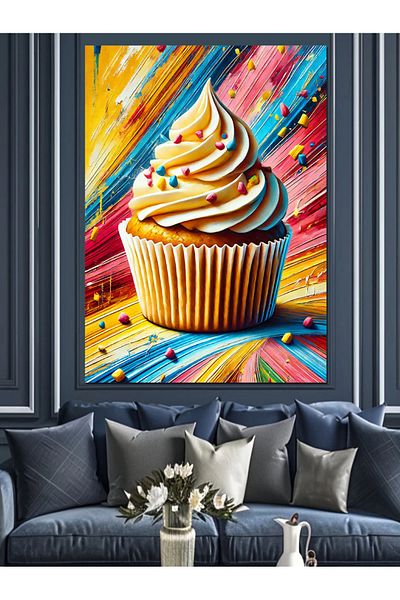 Tablomega Pânză decorativă pentru cupcake dulce colorată - MDF Lemn