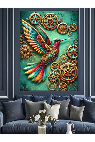 Tablomega Colorful Hummingbird Bird Decorative Canvas - Mdf Wooden Painting