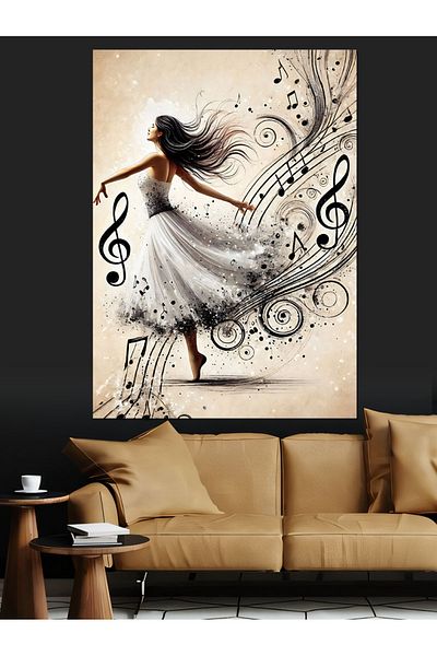 Tablomega Dancing Music Woman Decorative Canvas - Mdf Wooden Painting