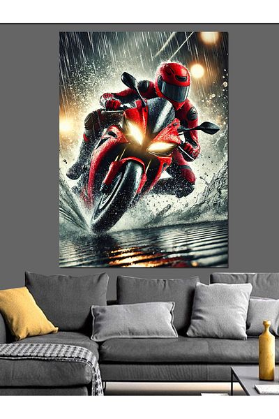 Tablomega Fast Motor Drawing Decorative Canvas - Mdf Wooden Painting