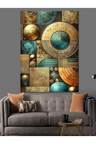 Tablomega Abstract Geometric Patterns Decorative Canvas - Mdf Wooden Painting