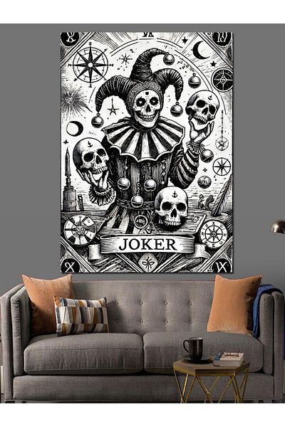 Tablomega Skull Joker Drawing Decorative Canvas - Mdf Wooden Painting