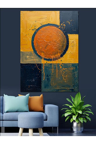 Tablomega Pânză decorativă cu model portocaliu abstract - pictură din lemn MDF