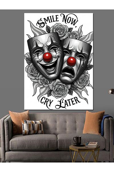 Tablomega Comedy and Drama Mask Decorative Canvas - Mdf Wooden Painting