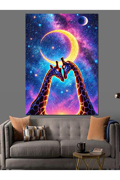 Tablomega Pânză decorativă Galaxy și Girafă - Lemn MDF