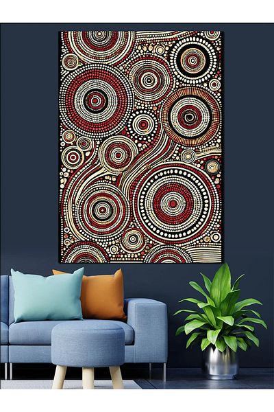 Tablomega Abstract Circular Patterns Decorative Canvas - Mdf Wooden Painting