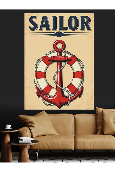 Tablomega Pânză decorativă cu tema Capa și Marinar - Lemn MDF