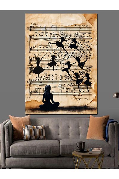 Tablomega Music Notes and Dance Decorative Canvas - Mdf Wooden Painting