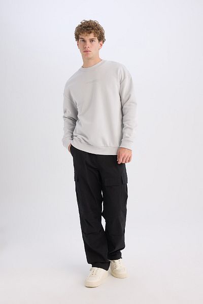DeFacto Φούτερ με στάμπα Crew Neck Box Fit X8282az24au