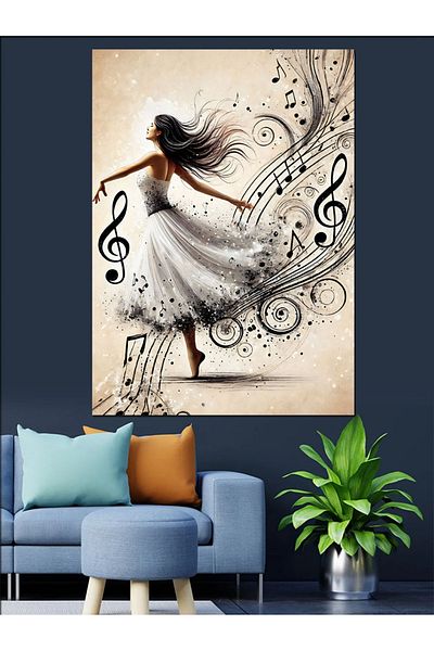 Tablomega Dancing Music Woman Decorative Canvas - Mdf Wooden Painting