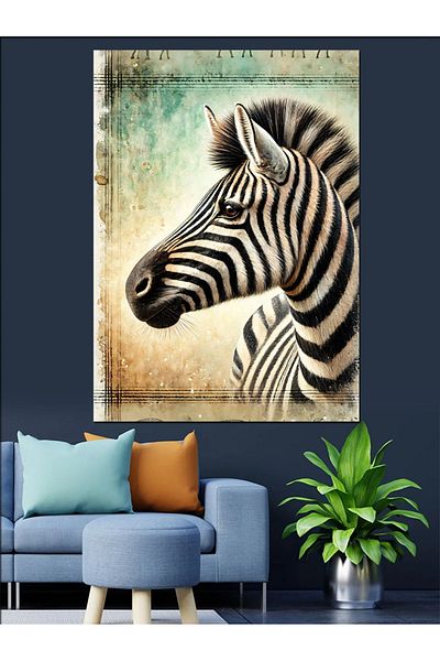 Tablomega Zebra and Black and White Nature Decorative Canvas - Mdf Wooden Painting