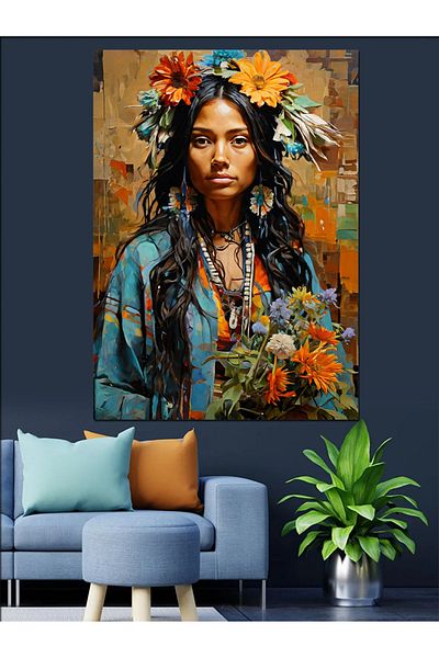 Tablomega Flowers and Women Decorative Canvas - Mdf Wooden Painting
