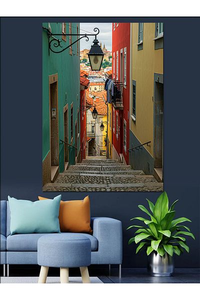 Tablomega Înguste străzi colorate Pânză decorativă - Lemn MDF