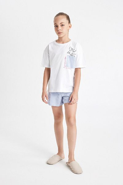 DeFacto Set de pijamale Disney Dumbo pentru fete, cu mâneci scurte, pantaloni scurți C8518a824sm
