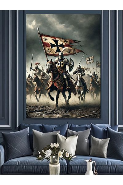 Tablomega Medieval Knights and War Decorative Canvas - Mdf Wooden Painting