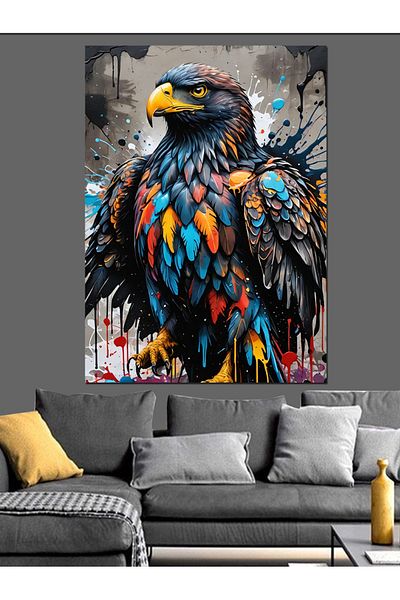 Tablomega Eagle Colorful Painting Decorative Canvas - Mdf Wooden Table