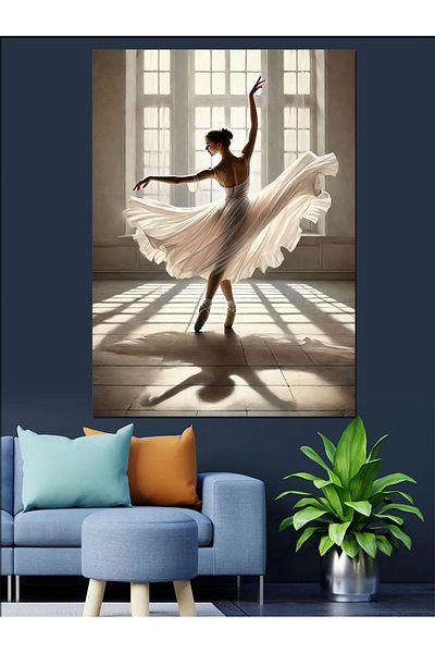Tablomega Ballerina Woman on the Window Decorative Canvas - Mdf Wooden Painting