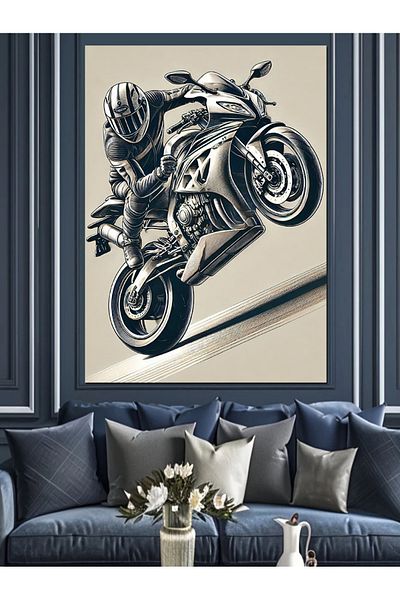 Tablomega Fast Motorcycle Decorative Canvas - Mdf Wood Painting