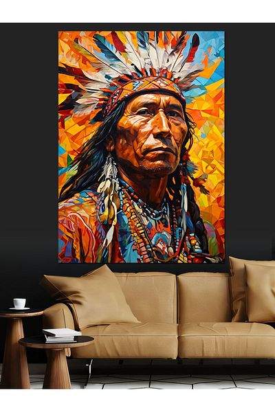 Tablomega Pânză Decorativă Om Indian - Lemn MDF